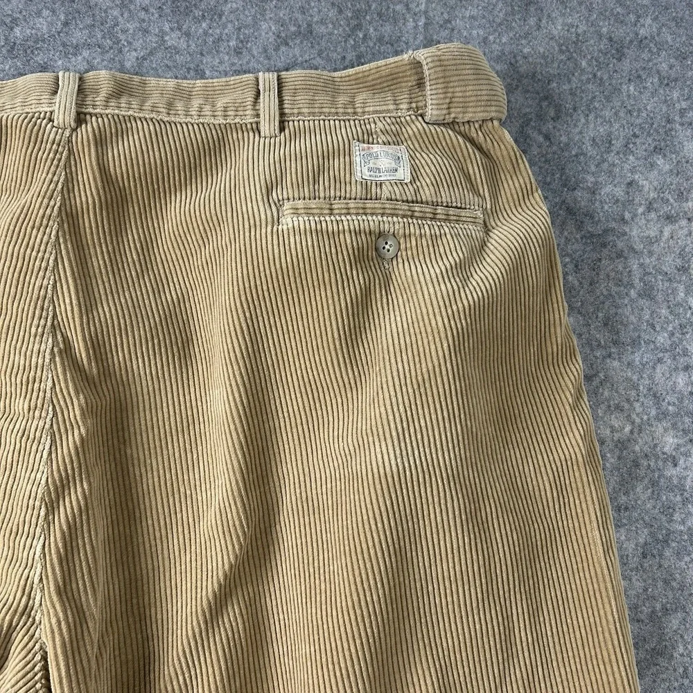 Vintage Polo Ralph Lauren Pants Mens 40x32 Corduroy Straight Leg Brown USA FLAW
